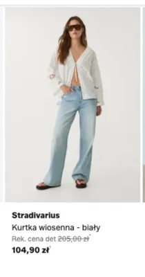 Kurtka wiosenna Stradivarius biała promocja w Lounge by Zalando