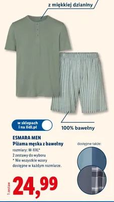 Piżama męska z bawełny promocja w Lidl