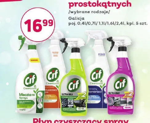 Płyn czyszczący spray Cif, wybrane rodzaje, 750ml promocja w Bliski