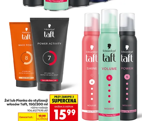 Żel do stylizacji włosów Taft promocja w Biedronka