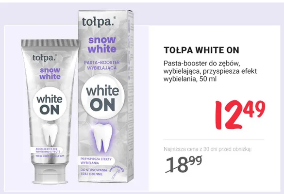 Pasta-booster do zębów wybielająca Tołpa White On promocja w Rossmann