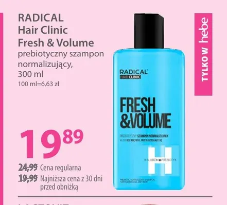 Prebiotyczny szampon normalizujący Hair Clinic Fresh & Volume Radical promocja w Hebe