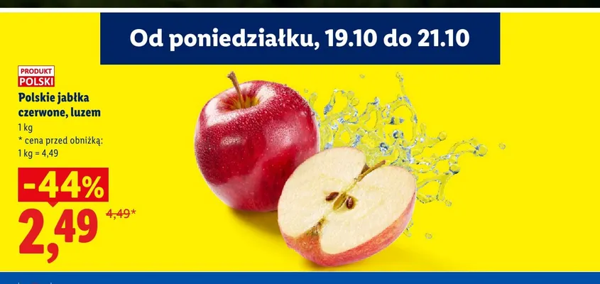Jabłka czerwone polskie luzem promocja w Lidl