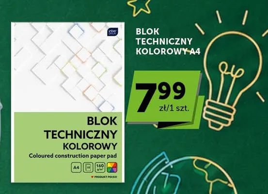 Blok techniczny kolorowy A4 Interdruk promocja w Groszek