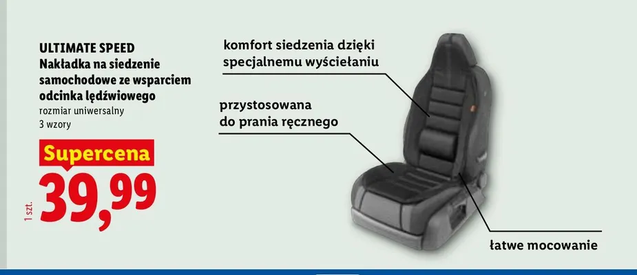 Nakładka na siedzenie samochodowe ze wsparciem odcinka lędźwiowego Ultimate Speed promocja w Lidl