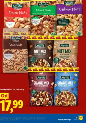 Mieszanka przekąskowa z orzeszkami, orzechami i owocami Alesto XXL promocja w Lidl