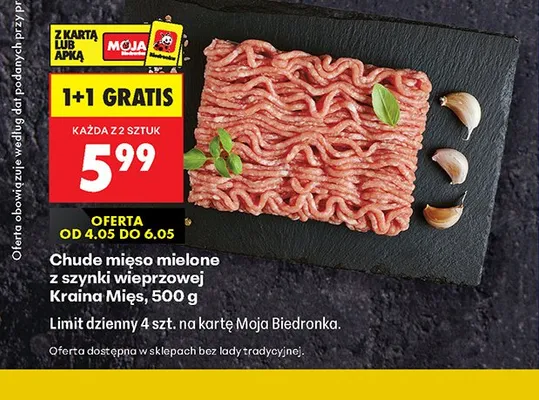 Chude mięso mielone z szynki wieprzowej Kraina Mięs promocja w Biedronka