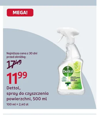 Spray do czyszczenia powierzchni Dettol promocja w Rossmann