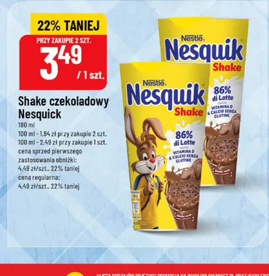 Shake czekoladowy Nestlé Nesquik promocja w POLOmarket