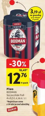 Piwo Bosman Szczeciński Full promocja w Intermarche