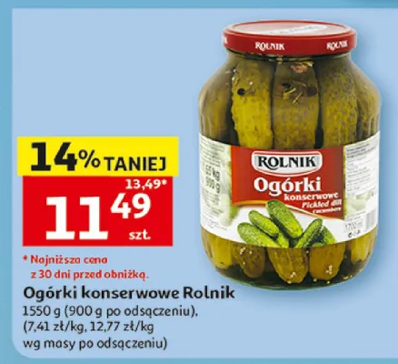 Ogórki konserwowe Rolnik promocja w Auchan