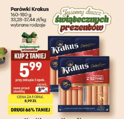 Parówki Krakus promocja w Delikatesy Centrum