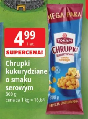 Chrupki kukurydziane o smaku serowym Tokapi promocja w Leclerc