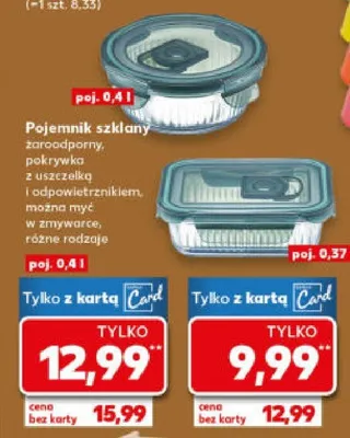 Pojemnik szklany żaroodporny, pokrywka z uszczelką i odpowietrznikiem, można myć w zmywarce, różne rodzaje promocja w Kaufland