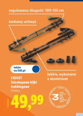 Teleskopowe kijki trekkingowe Crivit promocja w Lidl