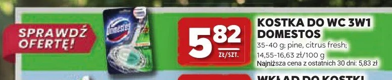 Kostka do WC 3w1 pine Domestos promocja w Stokrotka