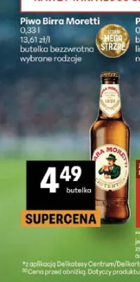 Piwo Birra Moretti promocja w Delikatesy Centrum