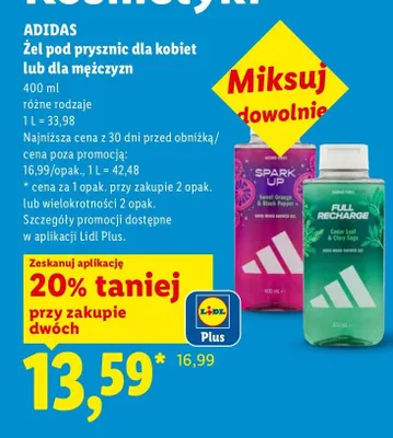 Żel pod prysznic dla mężczyzn Adidas Full Recharge promocja w Lidl