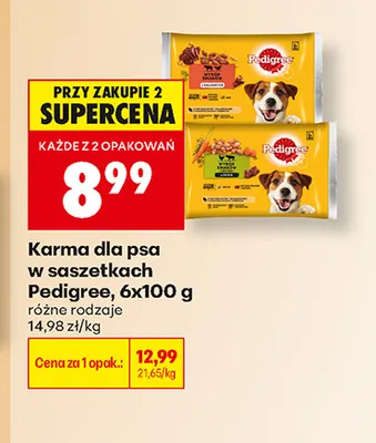 Karma dla psa w saszetkach Pedigree Wybór smaków w galaretce 6-pak promocja w Biedronka