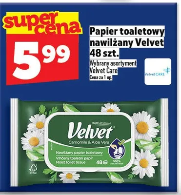 Papier toaletowy nawilżany Velvet promocja w TOPAZ