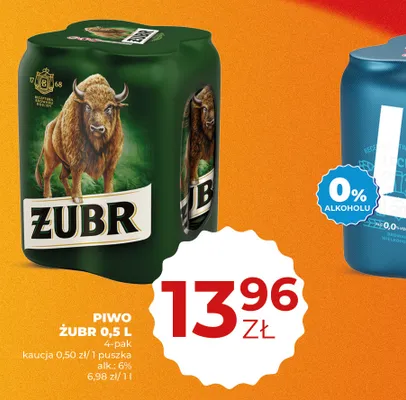 Piwo Żubr 4-pak 500 ml promocja w Duży Ben
