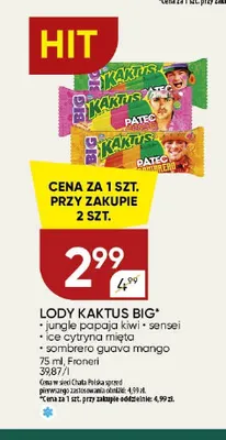 Lody Kaktus Big Jungle Papaja Kiwi promocja w Chata Polska