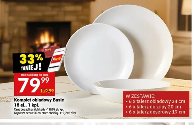 Komplet obiadowy Basic 18 el. promocja w Twój Market