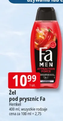 Żel pod prysznic Fa Men Attraction Force Henkel 400ml promocja w Leclerc