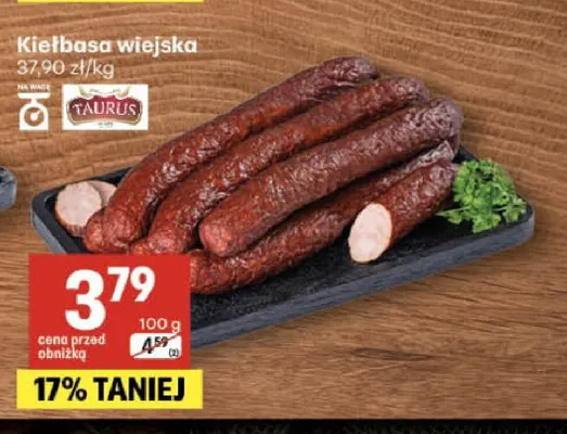 Kiełbasa wiejska Taurus promocja w Delikatesy Centrum