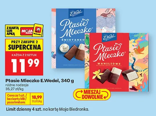 Ptasie Mleczko E.Wedel waniliowe promocja w Biedronka