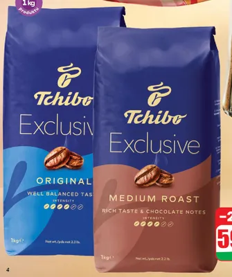 Kawa ziarnista Tchibo Exclusive Medium Roast promocja w Dino