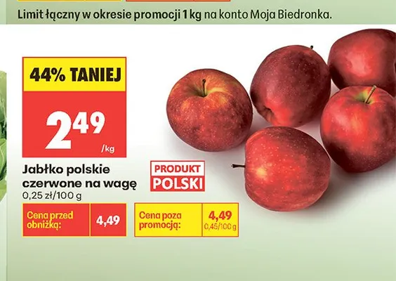 Jabłko polskie czerwone na wagę promocja w Biedronka