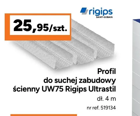 Profil do suchej zabudowy ścienny UW75 Rigips Ultrastil promocja w Bricoman