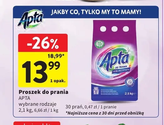 Proszek do prania Apta promocja w Intermarche