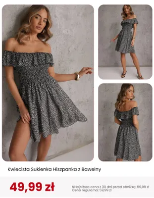 Sukienka damska Kwiecista Hiszpanka z Bawełny Renee promocja w Renee