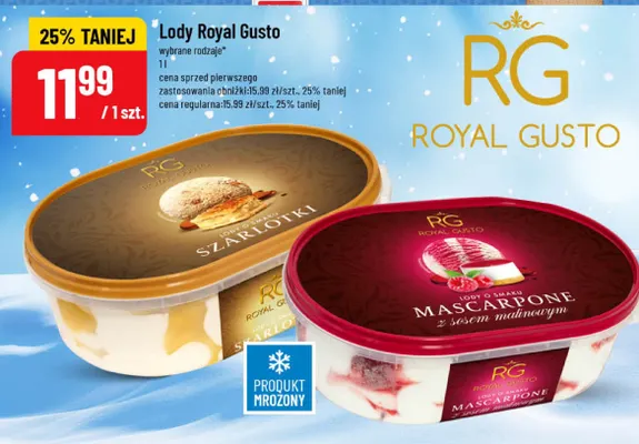 Lody Royal Gusto o smaku mascarpone z sosem malinowym promocja w POLOmarket