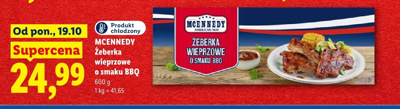 Żeberka wieprzowe o smaku BBQ McEnnedy promocja w Lidl