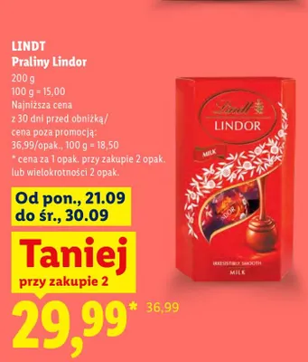 Praliny Lindor Lindt promocja w Lidl