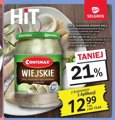 Filety śledziowe kaszubskie Contimax promocja w Selgros