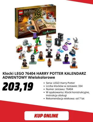 Klocki LEGO 76404 Harry Potter kalendarz adwentowy wielokolorowe promocja w Media Markt