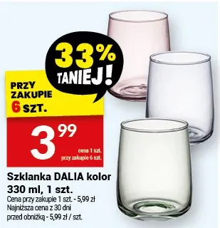 Szklanka DALIA kolor 330 ml promocja w Twój Market