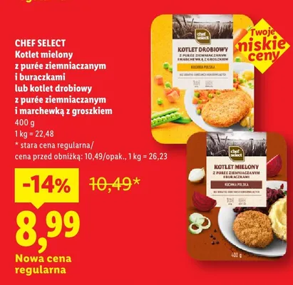 Danie gotowe Chef Select Kotlet mielony z purée ziemniaczanym i buraczkami promocja w Lidl