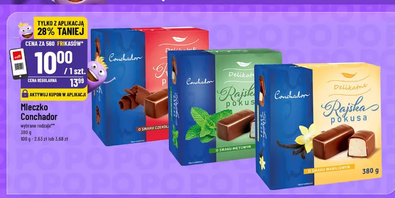 Mleczko o smaku miętowym Conchador Delikatne Rajskie Pokusy promocja w POLOmarket