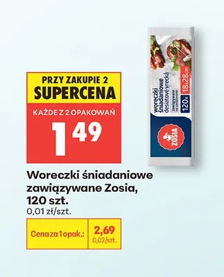 Woreczki śniadaniowe zawiązywane Zosia promocja w Biedronka