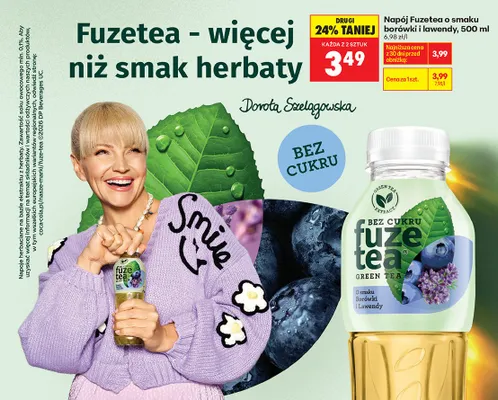 Napój Fuzetea o smaku borówki i lawendy bez cukru promocja w Biedronka