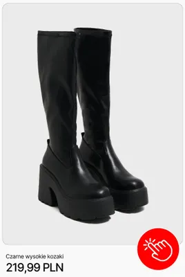 Czarne wysokie kozaki Cropp promocja w Cropp