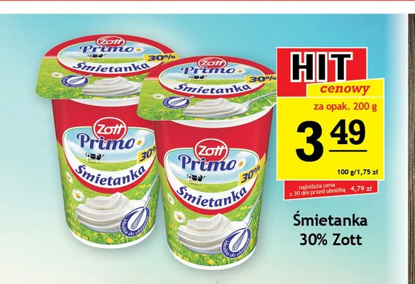 Śmietanka 30% Zott Primo promocja w Gram Market