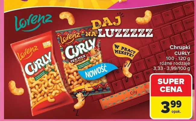 Chrupki orzechowe Lorenz Curly Classic promocja w Carrefour