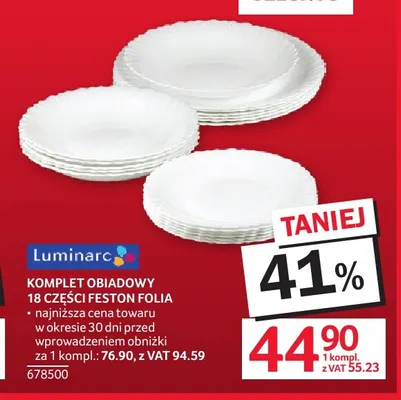 Komplet obiadowy 18 części Feston Folia Luminarc promocja w Selgros