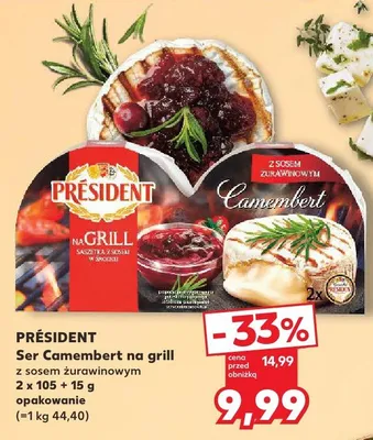 Ser camembert z sosem żurawinowym President promocja w Kaufland